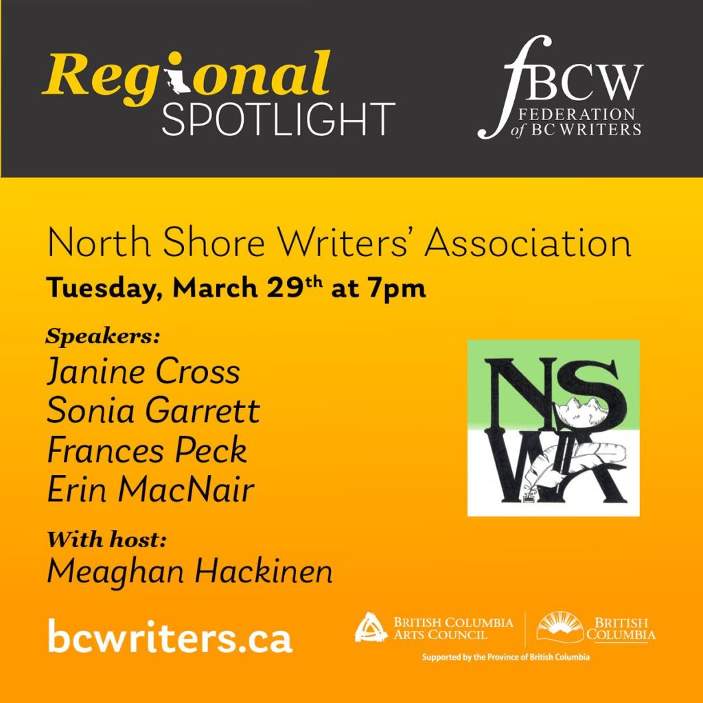 Announcement poster for reading by North Shore writers on March 29, 2022, at 7 pm
