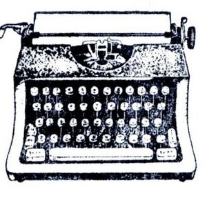 Black and white drawing of a typewriter; the image used on Jon Winokur's Advice to Writers blog.